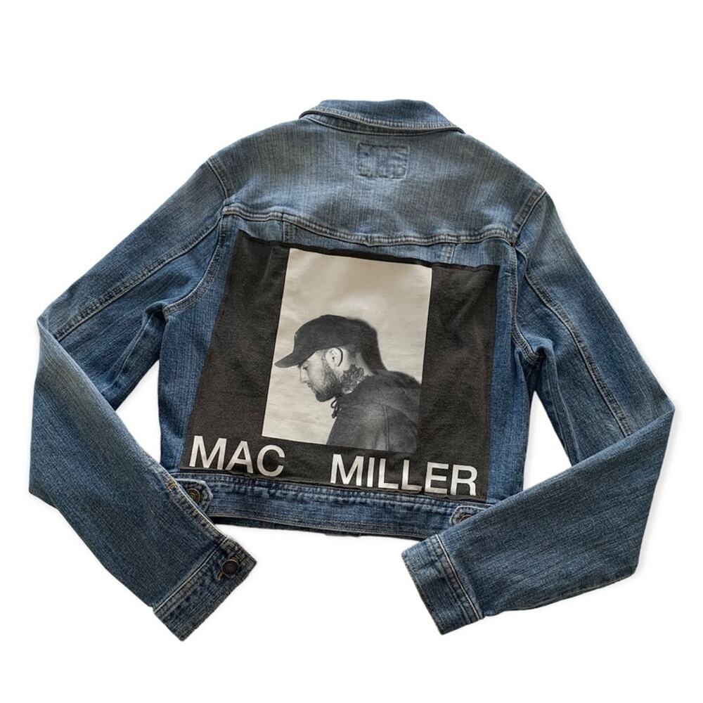 Reworked Apparel Mac Miller Custom Upcycled Graphic Denim Jacket Women's Small